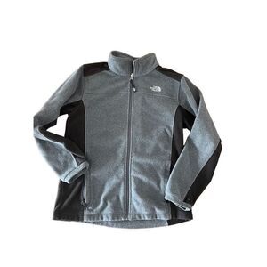 Boys North Face Full Zip XL Fleece Black Gray NOTE